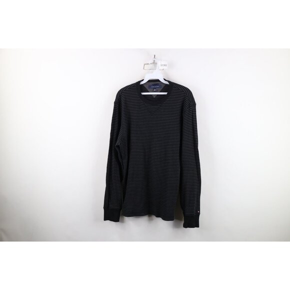 Vtg Tommy Hilfiger Mens M Faded Striped Thermal Waffle Knit Long Sleeve T-Shirt - Picture 1 of 10